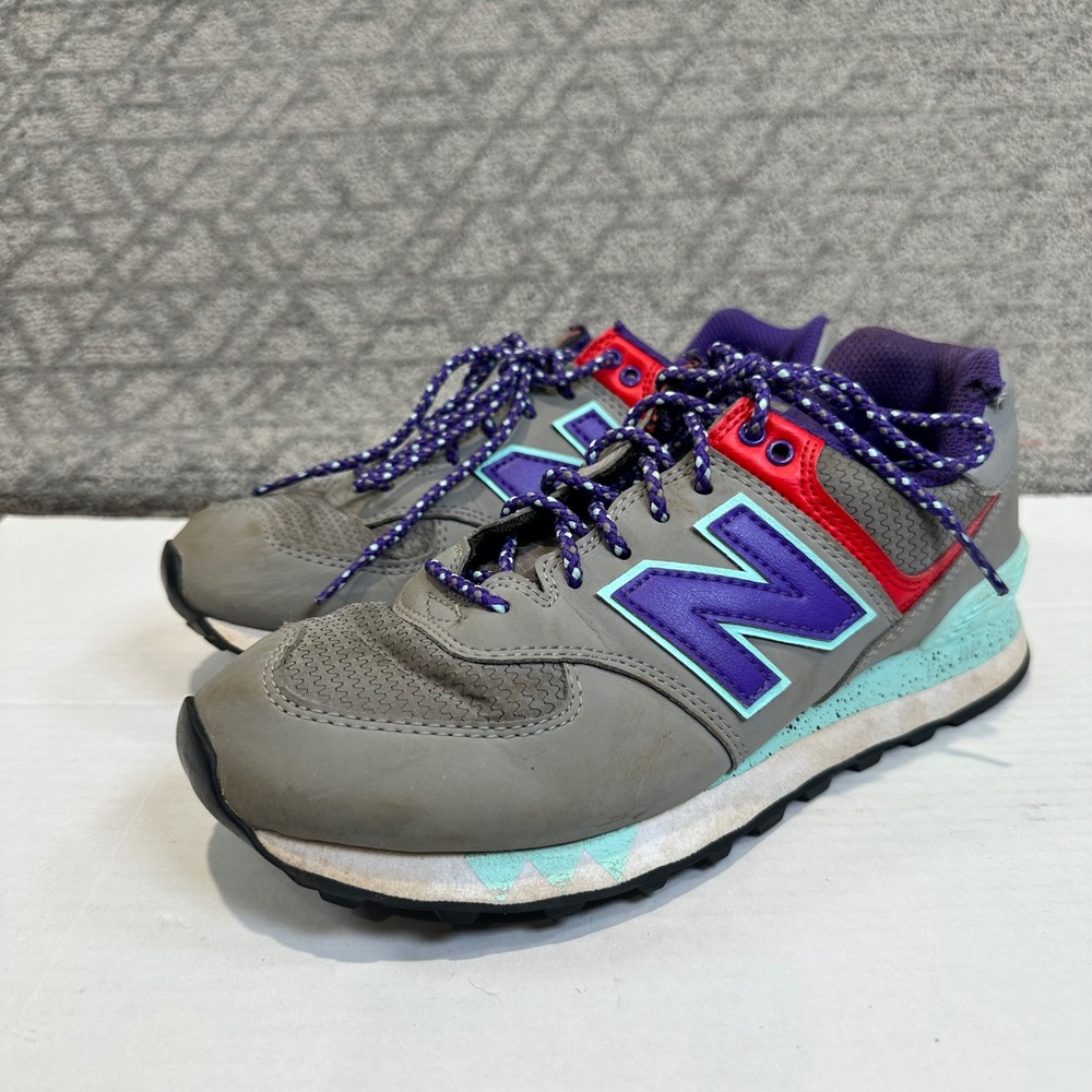 New Balance‎ 574 Athletic Shoes Women Size 7.5 Gray Purple Mint Casual Sneakers